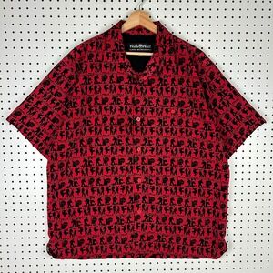 Pelle Pelle Marc Buchanan Large Red Black All Over Graphic Button Shirt Prison